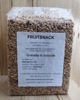 Foto Granella di Nocciole Confezione da 1 Kg Origine Italia Marchio Fruitsnack   1