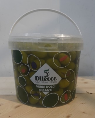 Foto Olive Verdi Dolci Giganti Secchio Da 3 Kg Origine Italia Marchio Di Lecce         1