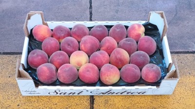 Foto Pesche Rosse Varietà Sugar Time Calibro 24 Origine Italia Marchio Sant'Andrea 1
