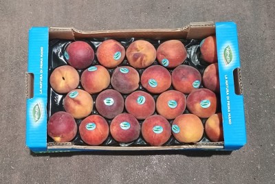 Foto Pesche Rosse Varietà Pasta Gialla Calibro 22 Origine Italia Marchio Valfrutta 3