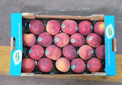 Foto Pesche Rosse Varietà Sugar Time Calibro 20 Origine Italia Marchio Valfrutta  3