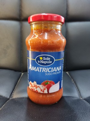 Foto Sugo Pronto All'Amatriciana Lavorazione in Bottiglia da 350 gr Origine Italia Marchio O'Sole e Napule           1